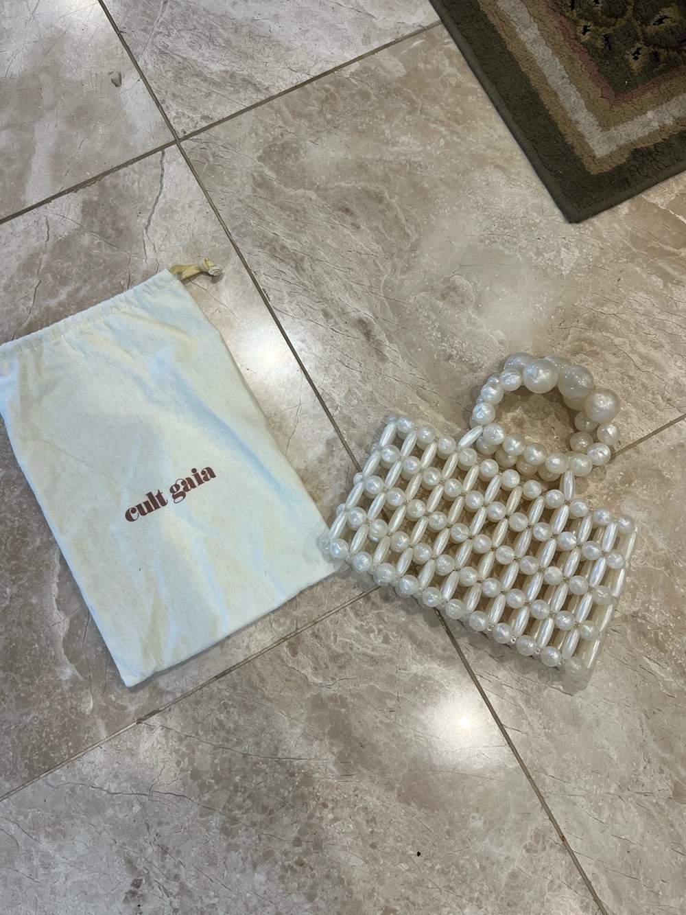 Cult Gaia Cora Ivory Beaded Bag